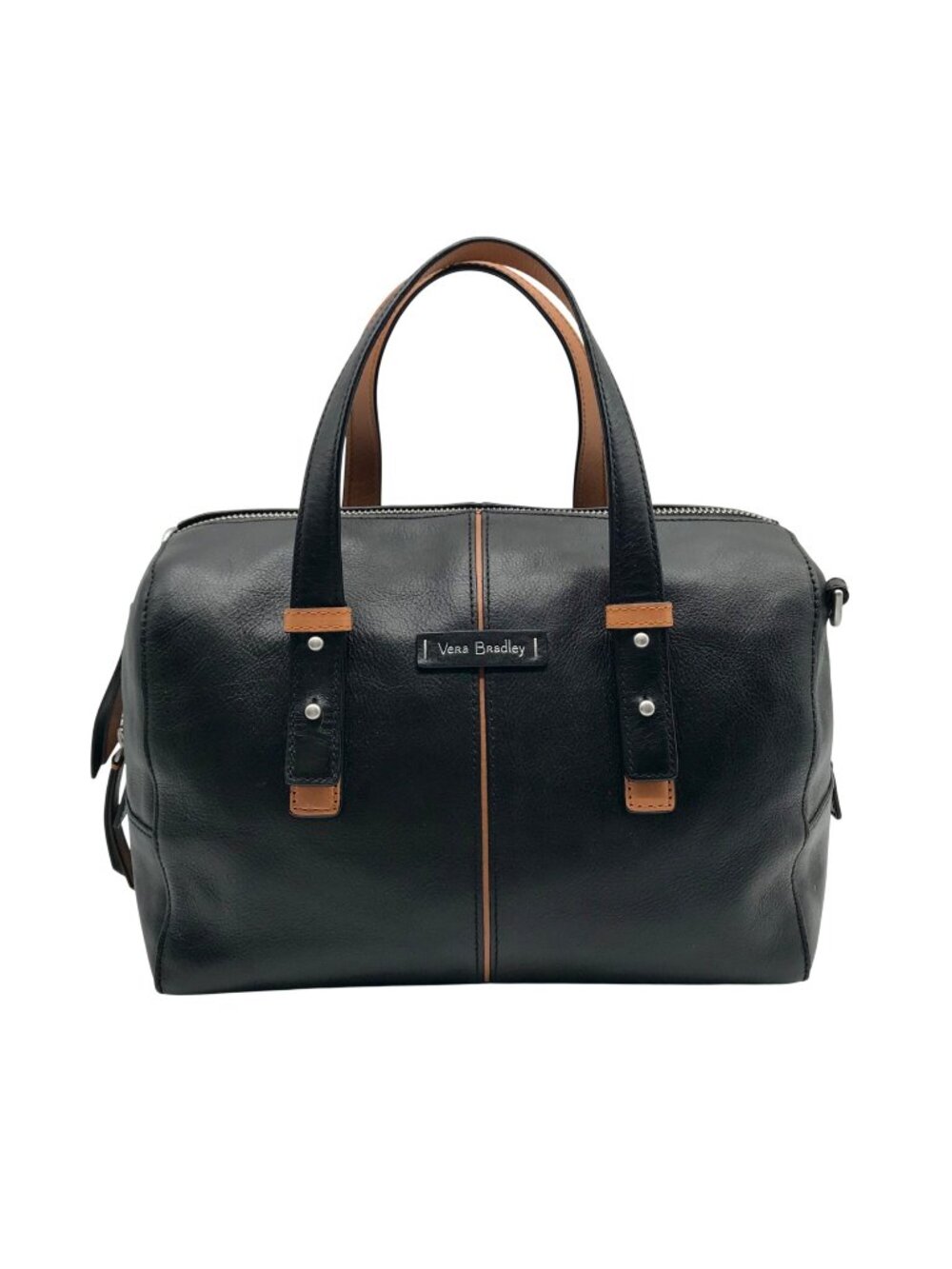 Vera Bradley Black Leather Gallatin Satchel Bag